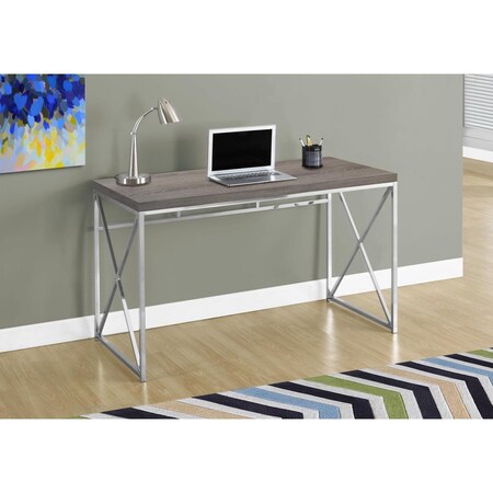 Gfancy Fixtures 29.75 in. Dark Taupe Particle Board & Chrome Metal Computer Desk GF3088459